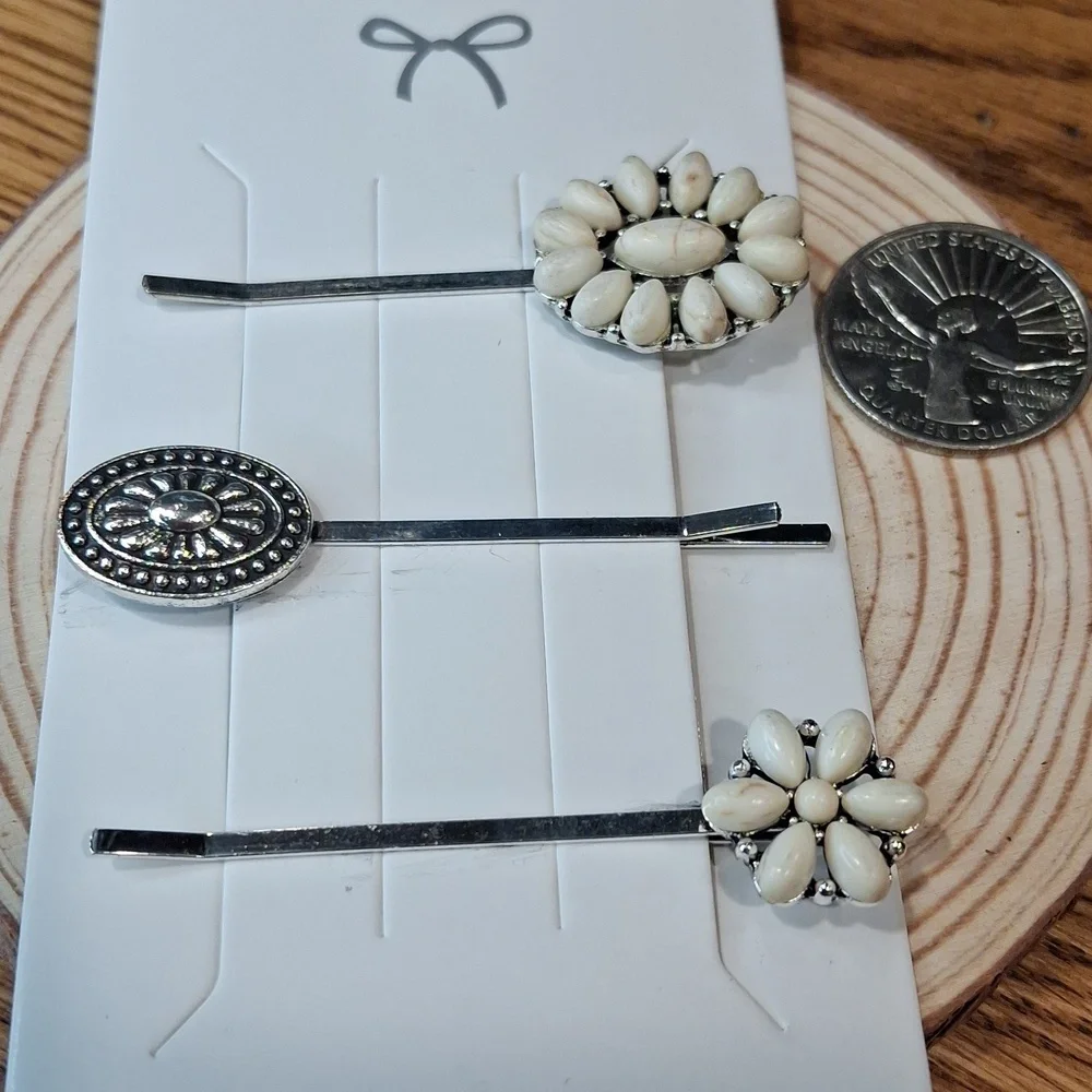 Cream & Silver Hair Pin Set - Picture 4 of 5